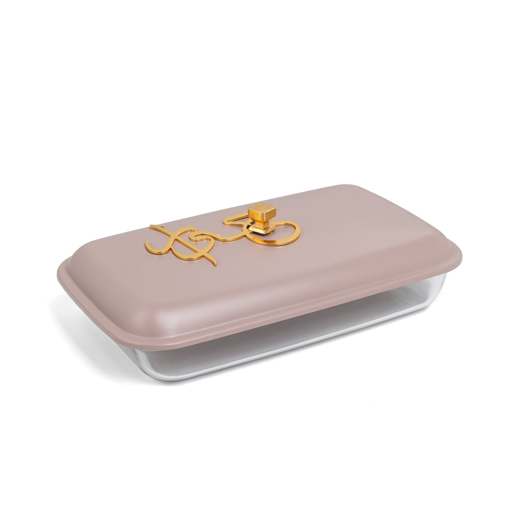 Jiwar Medium Twin Candle Pyrex Chafer – Lavender & Gold, Elegant Food Warmer