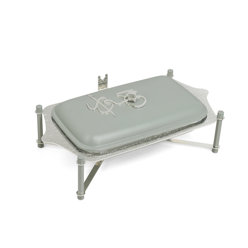 Jiwar Medium Twin Candle Pyrex Chafer Mint Green & Silver | Elegant Buffet Serveware