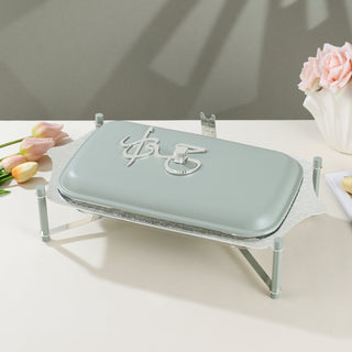 Jiwar Large Twin Candle Pyrex Chafer Mint Green & Silver | Elegant Buffet Serveware