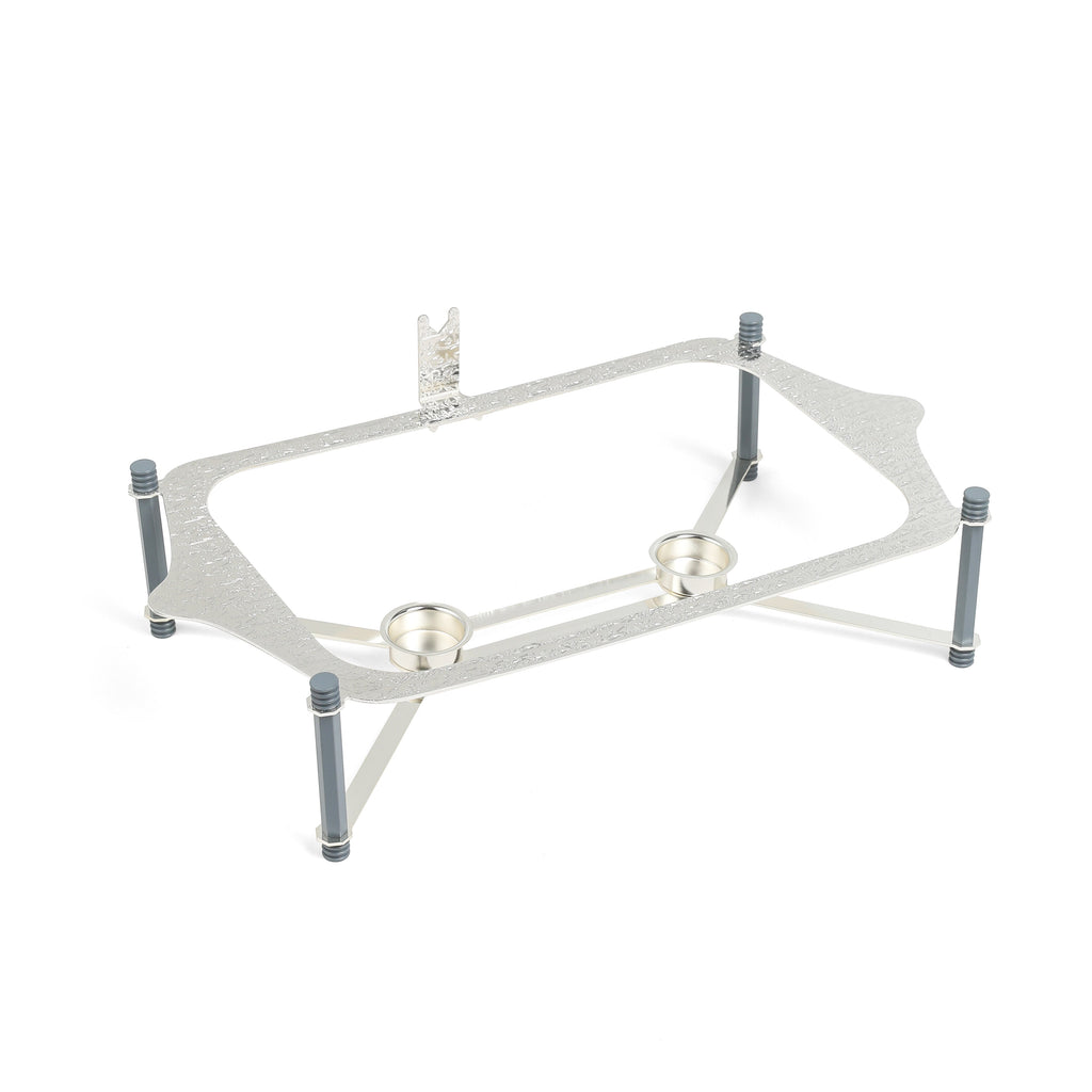 Jiwar Large Twin Candle Pyrex Chafer Haze Blue & Silver | Elegant Buffet Serveware