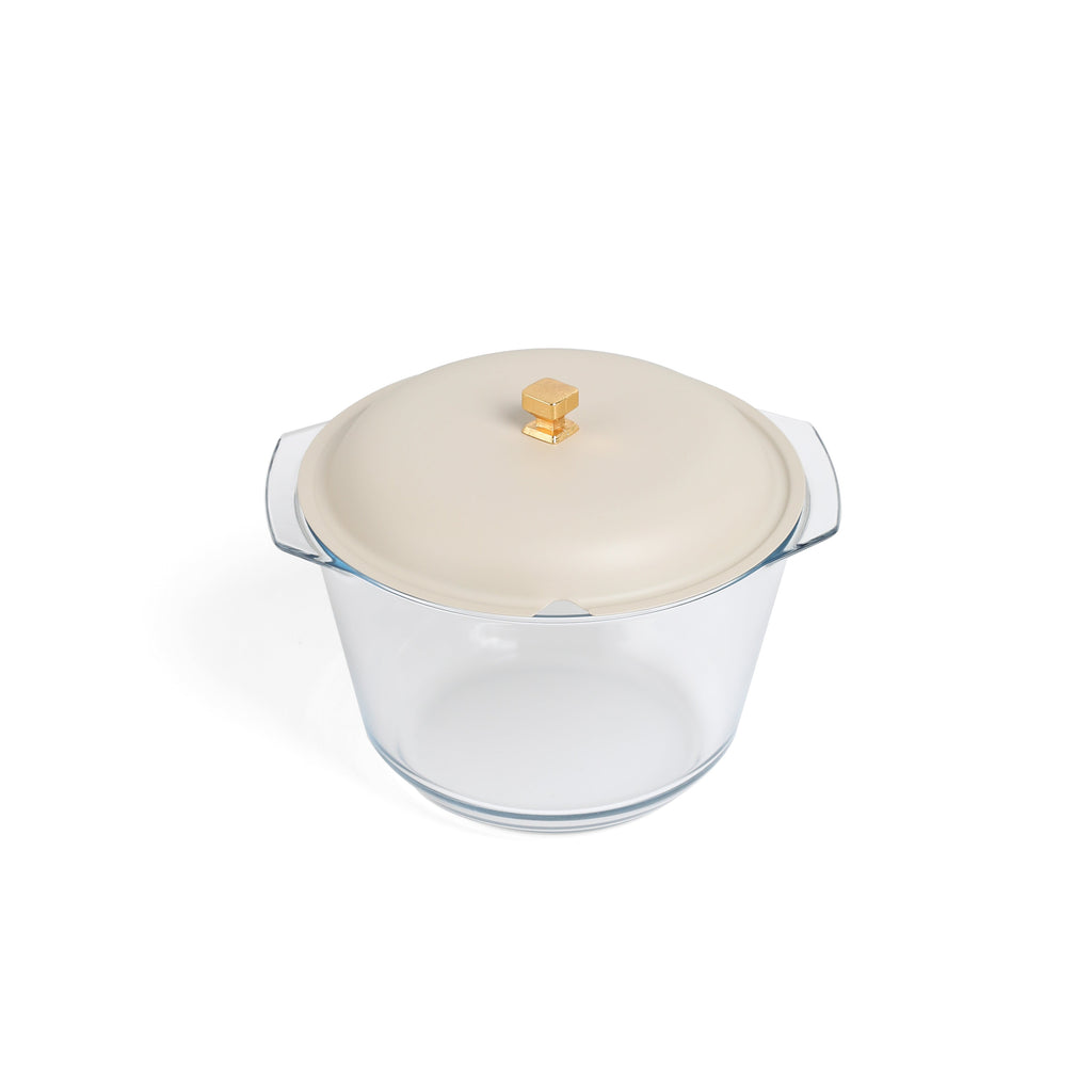 Jiwar Deluxe Gold Engraved Soup Buffet Beige & Gold | Luxury Serveware