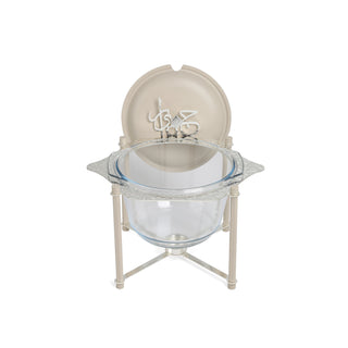 Jiwar Deluxe Gold Engraved Soup Buffet Beige & Silver | Luxury Serveware