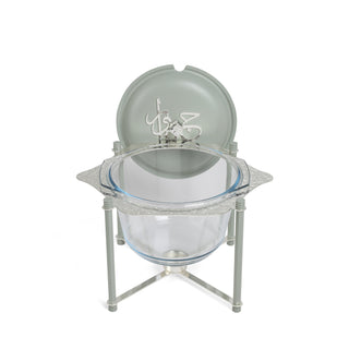 Jiwar Deluxe Gold Engraved Soup Buffet Mint Green & Silver | Luxury Serveware