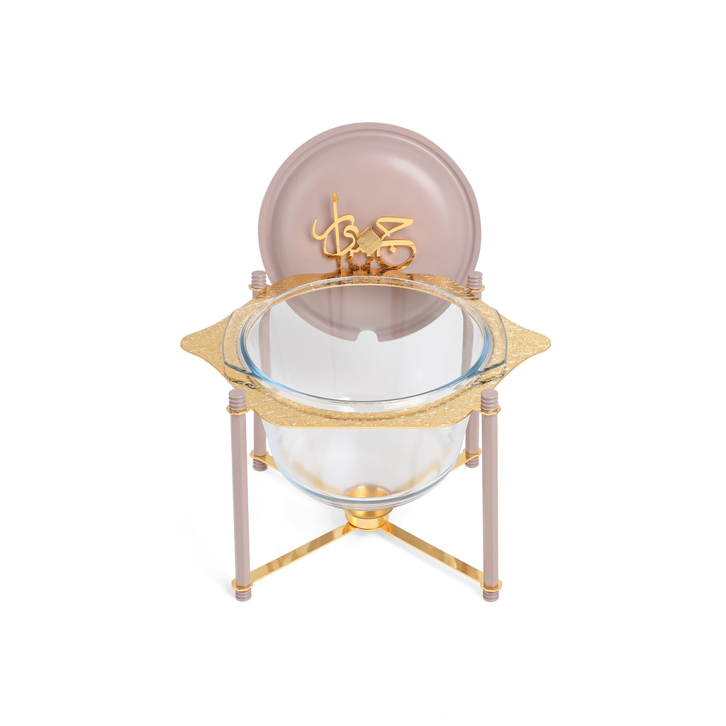 Jiwar Deluxe Gold Engraved Soup Buffet Lavender & Gold | Luxury Serveware
