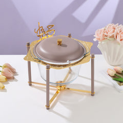 Jiwar Deluxe Gold Engraved Soup Buffet Lavender & Gold | Luxury Serveware