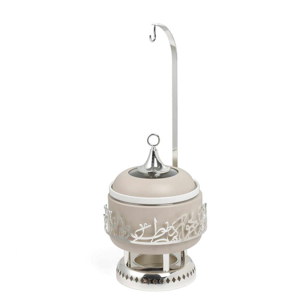 Jiwar 2.5-Liter Chafer Beige & Silver | Elegant Buffet Serveware