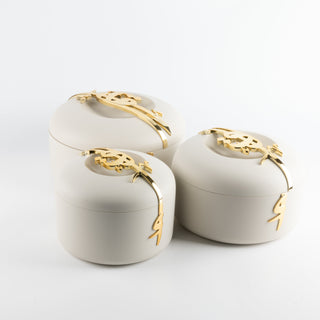 Liqa'a - Food Thermos/ Warm Serv (Set of 3) - Beige & Gold