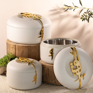 Liqa'a - Food Thermos/ Warm Serv (Set of 3) - Beige & Gold
