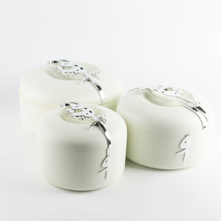 Liqa'a - Food Thermos/ Warm Serv (Set of 3) - Pearl White & Silver