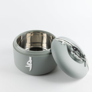 Liqa’a Food Thermos & Warm Serve Set (3-Piece) – Grey & Silver