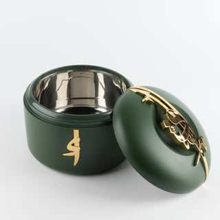 Liqa’a Food Thermos Set 3-Piece – Olive Green & Gold | Elegant Warm Serveware