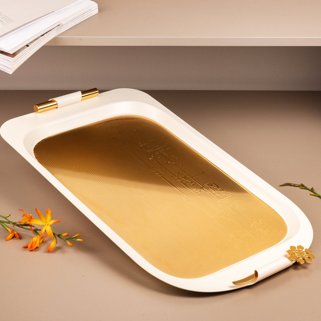 Mirral - Serving Tray - White & Gold