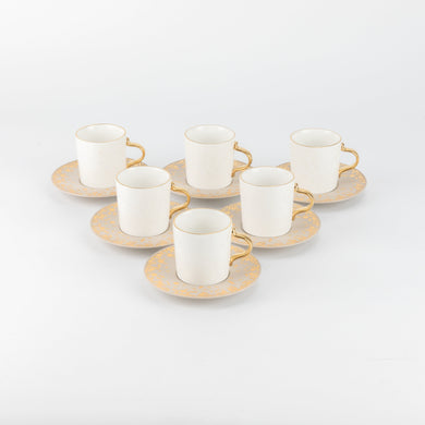 Nourhan - Espresso/Turkish Coffee Set (12-Pc) - Beige & Gold-2