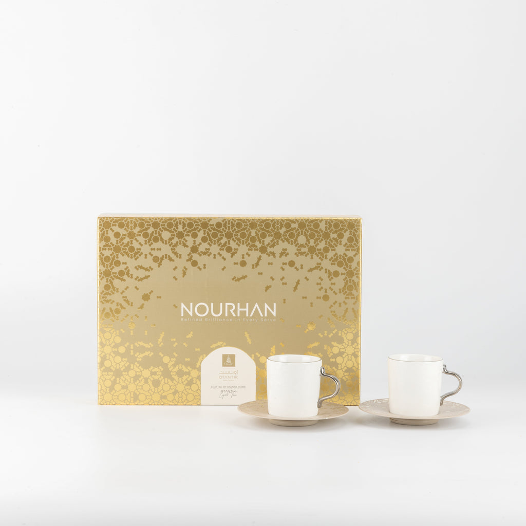 Nourhan - Espresso/Turkish Coffee Set (12-Pc) - Beige & Silver