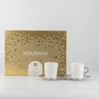 Nourhan - Cappuccino Set (12-Pc) - Bronze & Silver