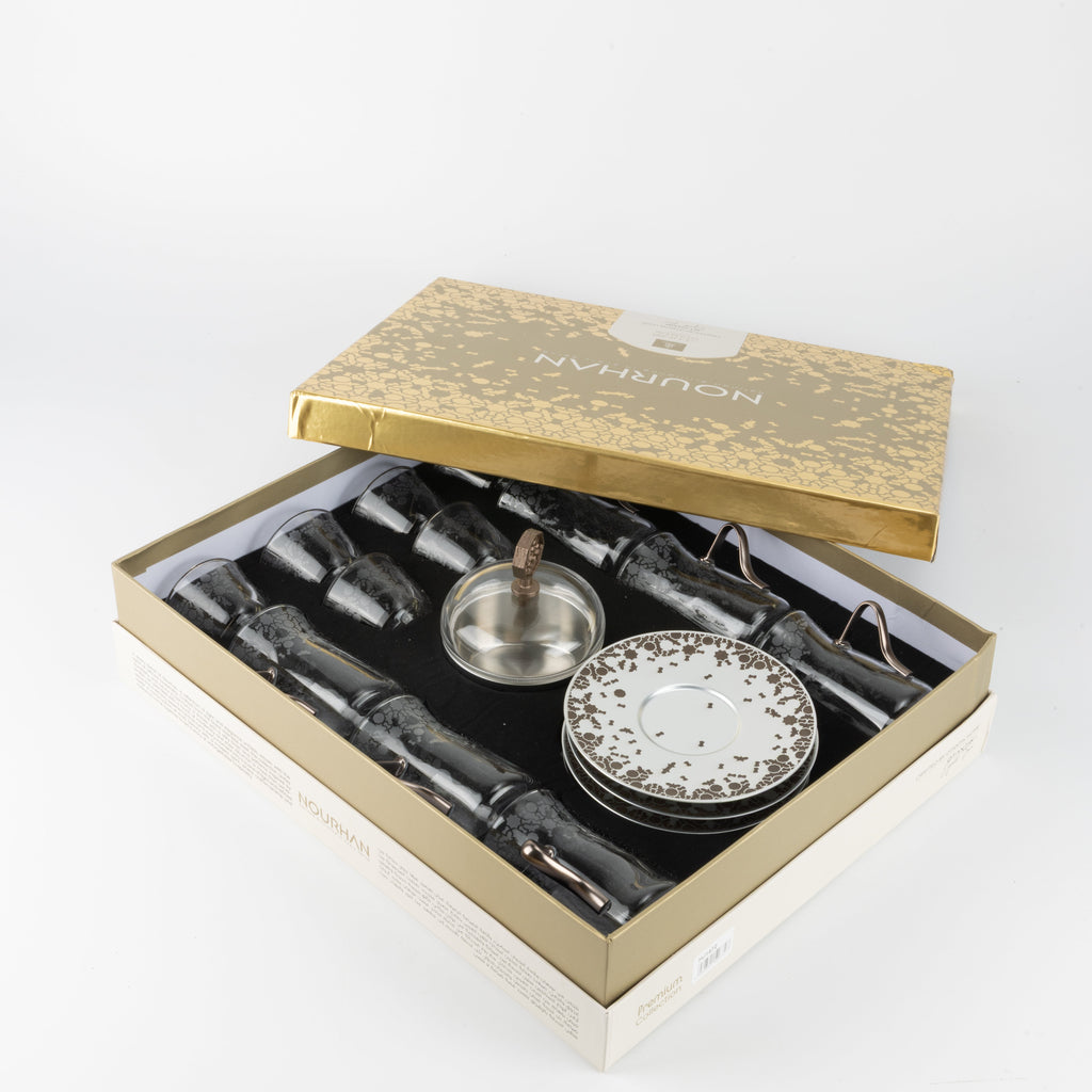 Nourhan - Tea Set (19-Pc) - Bronze & Silver
