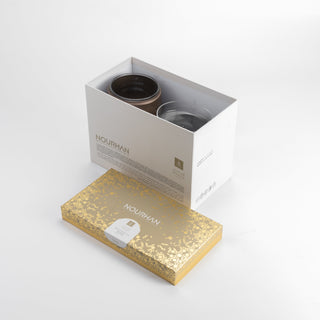 Nourhan - Dual Bowl Serving Set - Bronze & Silver