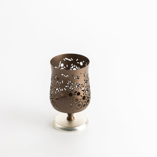 Nourhan - Medium Candle Holder - Bronze & Silver