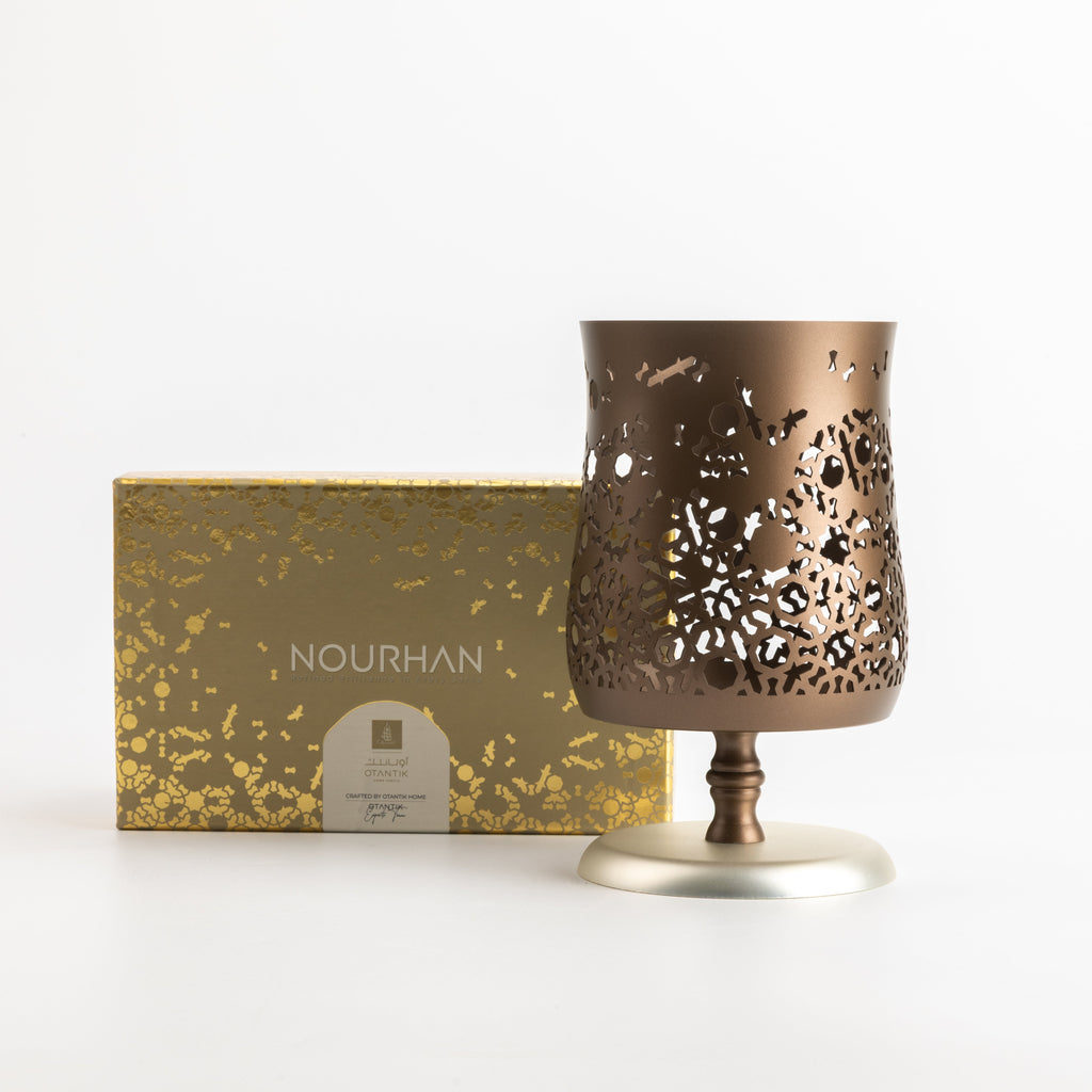 Nourhan - Large Candle Holder - Bronze & Silver