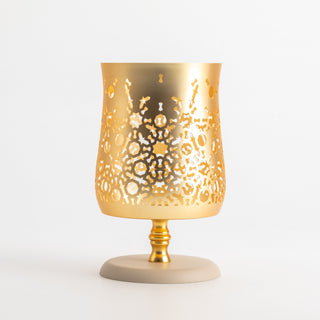 Nourhan - Large Candle Holder - Gold & Beige