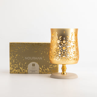 Nourhan - Large Candle Holder - Gold & Beige