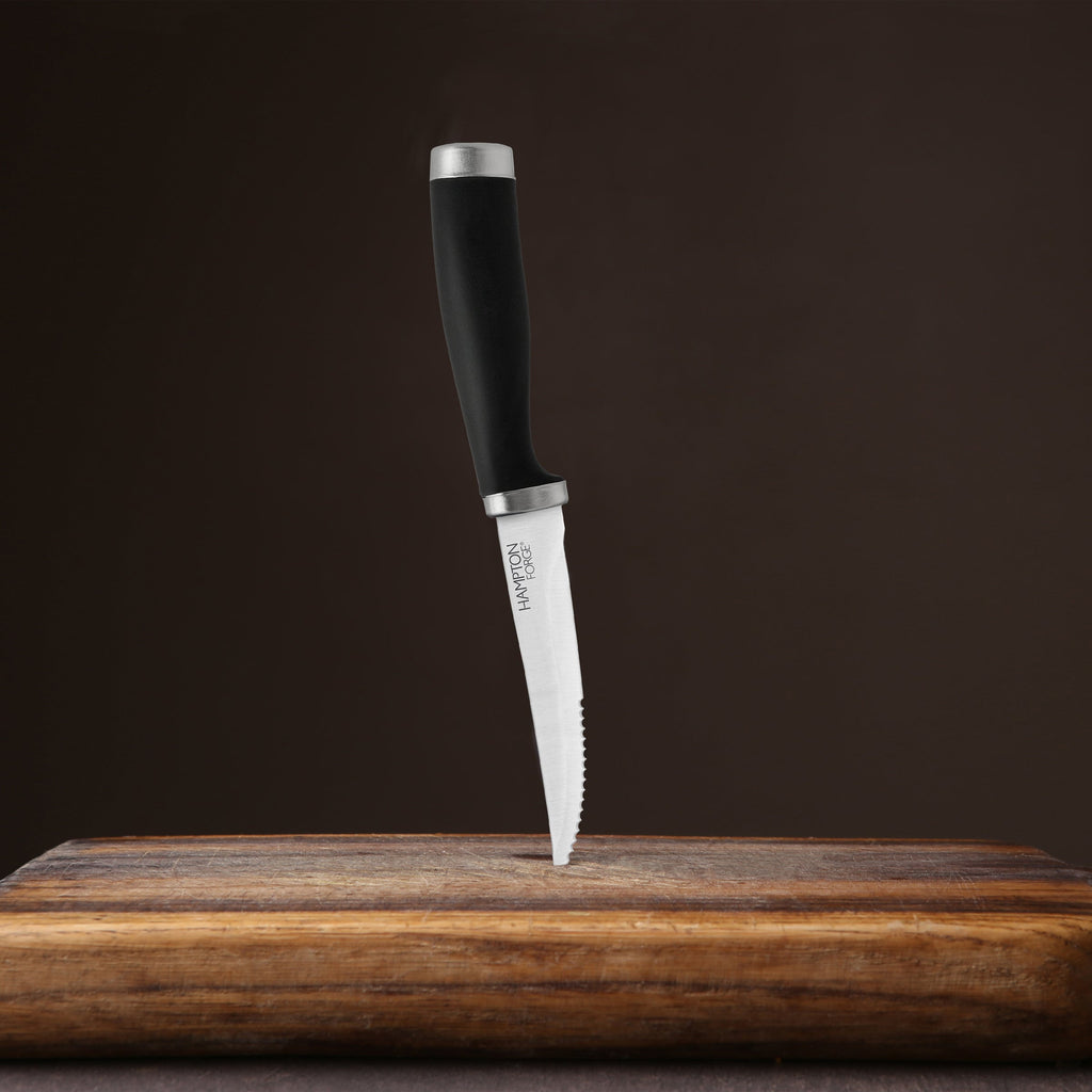 Hampton Forge Epicure Black Steak Knives, Set of 4, plastic/stainless-steel (view 2)