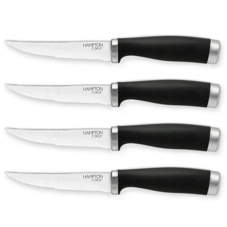 Hampton Forge Epicure Black Steak Knives, Set of 4, plastic/stainless-steel
