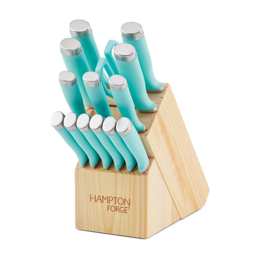 Hampton Forge Epicure True Aqua 15 Piece Cutlery Block Set, wood/acacia/stainless (view 3)