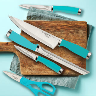 Hampton Forge Epicure True Aqua 15 Piece Cutlery Block Set, wood/acacia/stainless (view 2)