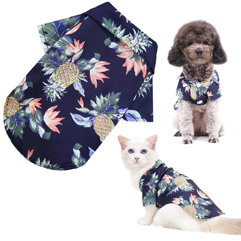 Hawaiian Pet Dog Summer Shirt – Coconut Tree & Pineapple Print
