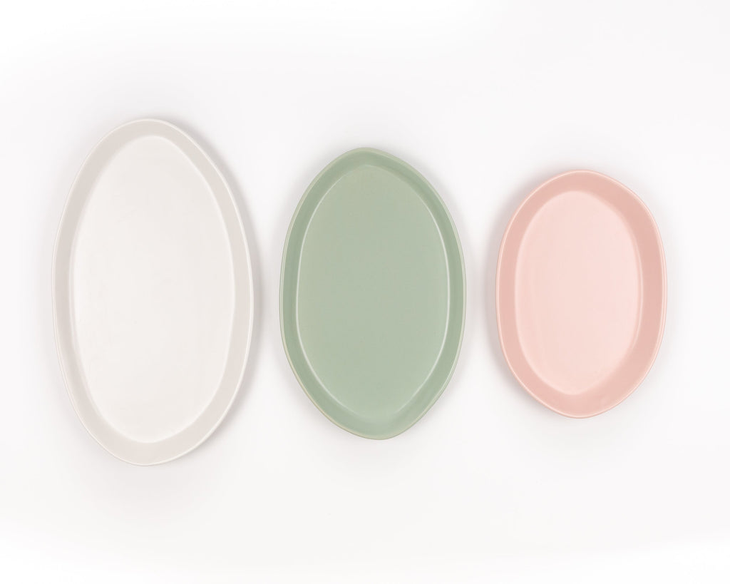 HAAND Oval Platter Set – 3-Piece Handcrafted Porcelain Serving Collection