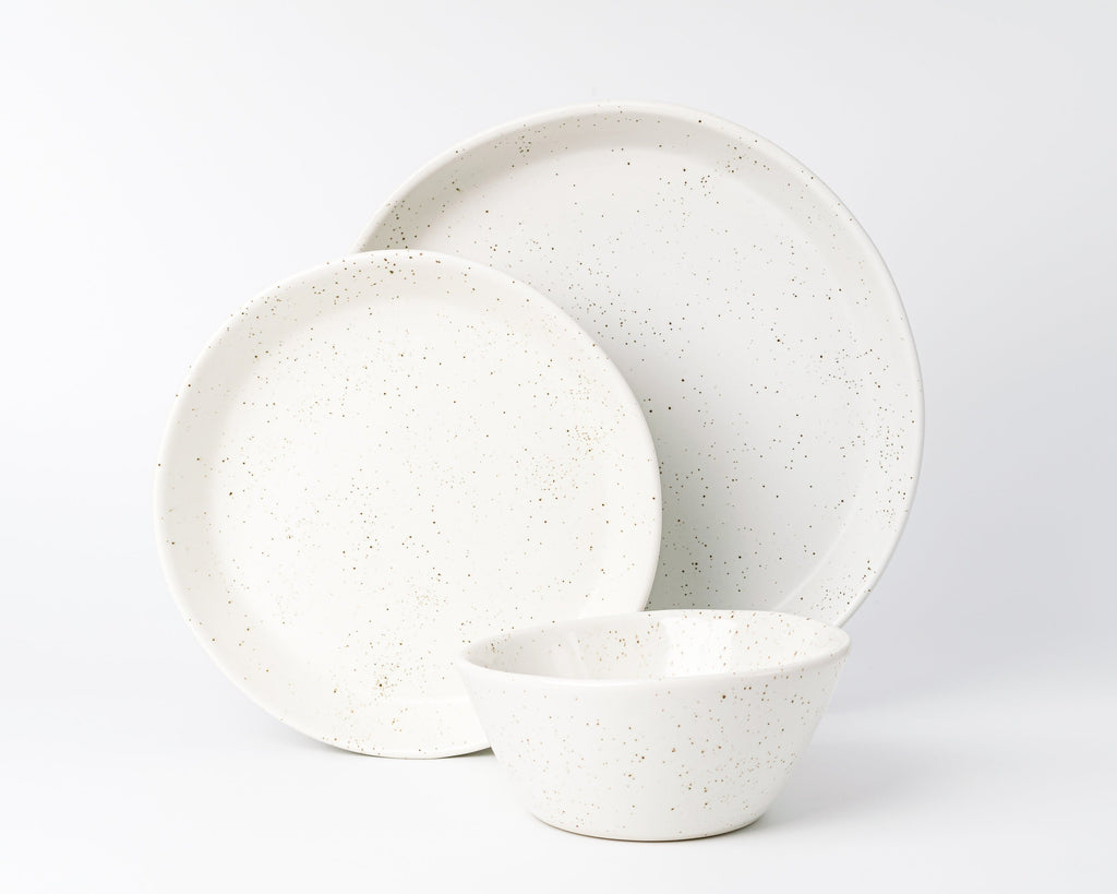 HAAND Skali Coupe 3-Piece Dinner Setting – Handcrafted Porcelain Place Setting