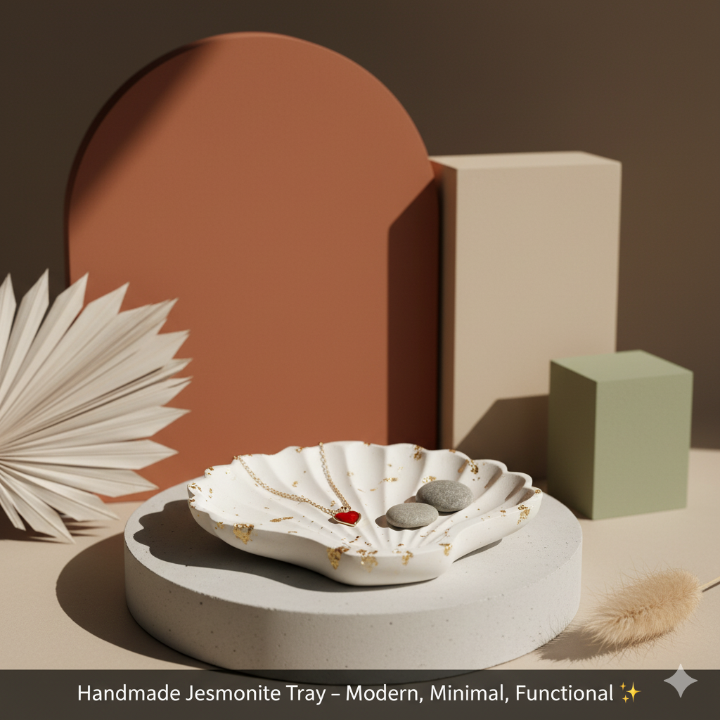 Handmade Jesmonite Tray – Minimalist Decorative Tray