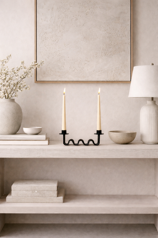 Helen Wavy Metal Double Taper Candle Holder