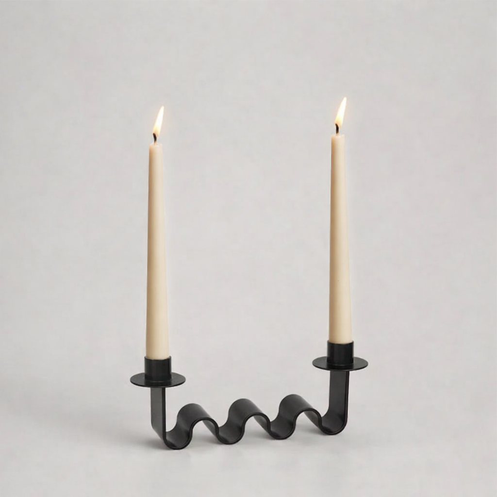 Helen Wavy Metal Double Taper Candle Holder