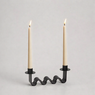 Helen Wavy Metal Double Taper Candle Holder