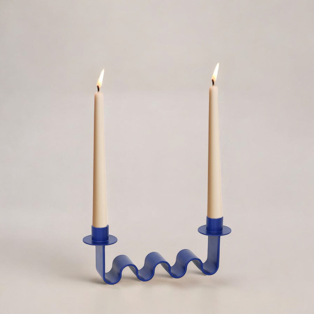 Helen Wavy Metal Double Taper Candle Holder