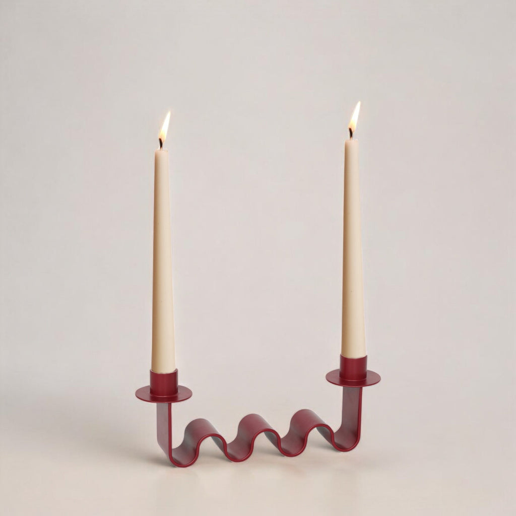 Helen Wavy Metal Double Taper Candle Holder