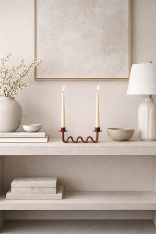 Helen Wavy Metal Double Taper Candle Holder