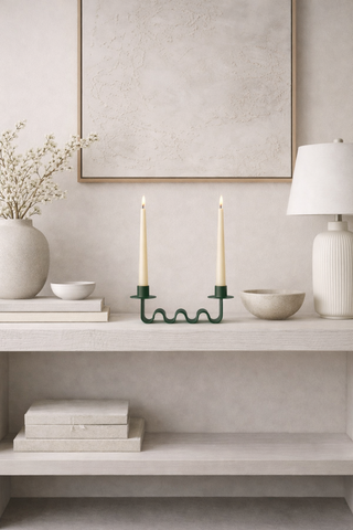 Helen Wavy Metal Double Taper Candle Holder