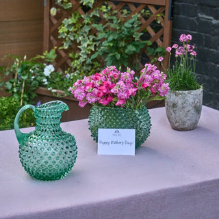 Hobnail Glass Vase in Capri Sea – Optic