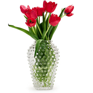 Hobnail Glass Vase in Clear Quartz – Barrel