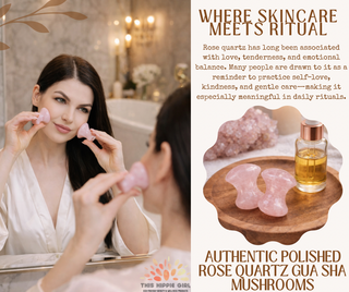 Rose Quartz Gua Sha Mushrooms – Crystal Facial & Body Massage Set
