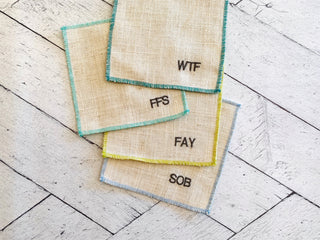 Elegant Linen Cocktail Coasters – 8-Piece Playful Bar Accessory Set