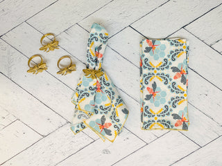 Elegant Honey Bee Cotton Napkins – 4-Piece Soft Table Linen Set