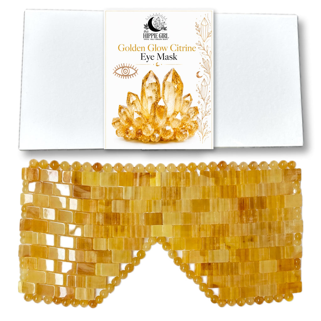 Golden Glow Citrine Eye Mask – Genuine Crystal Cooling Spa Ritual