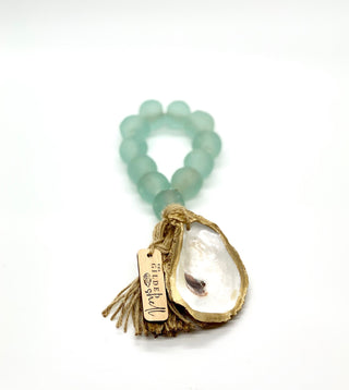 Tide Pool Sea Glass Bead Accent with 18K Gold Gilded Oyster