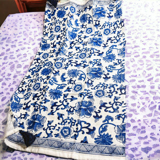 Chinoiserie Embroidered Dish Towels with Tassels – Blue & White Cotton Kitchen Towels