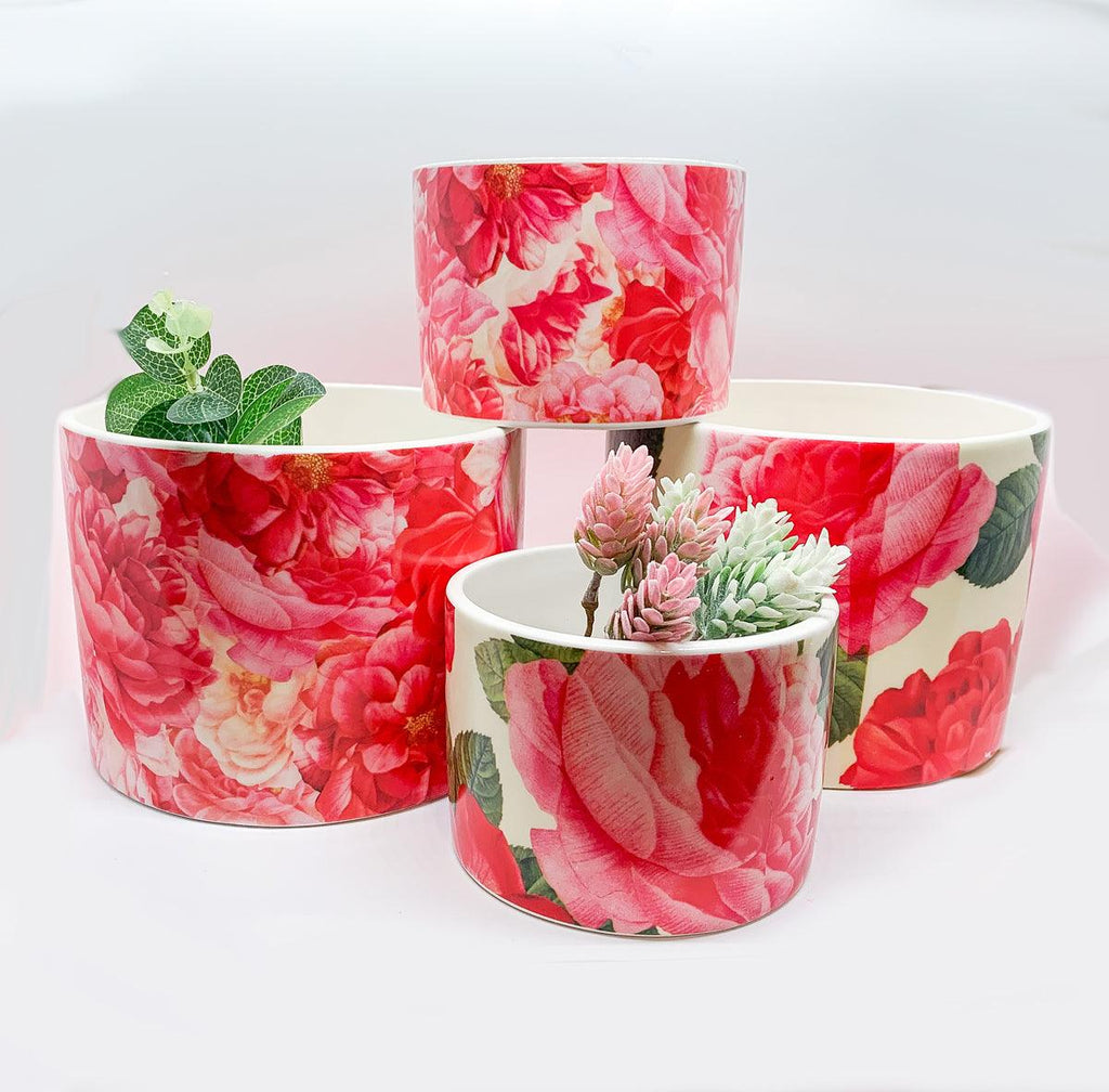 Rose Floral Ceramic Cachepots – Rose Marie & Rose Bud Styles