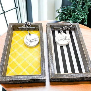 Squeeze the Day Lemon Wooden Tray – Rustic Farmhouse Decorative Accent